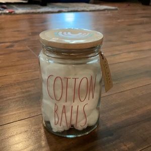 Rae Dunn rainbow cotton balls glass jar
